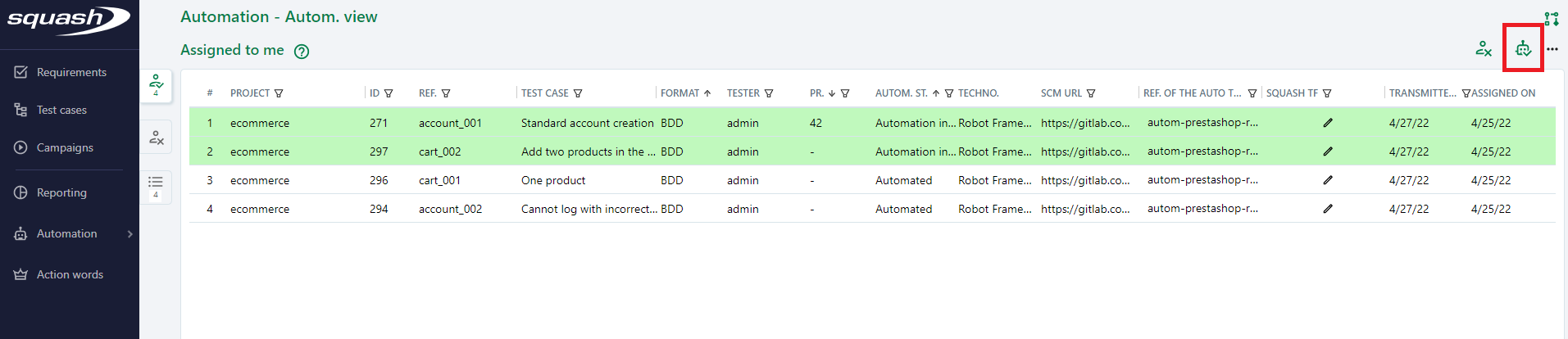 test case automation done