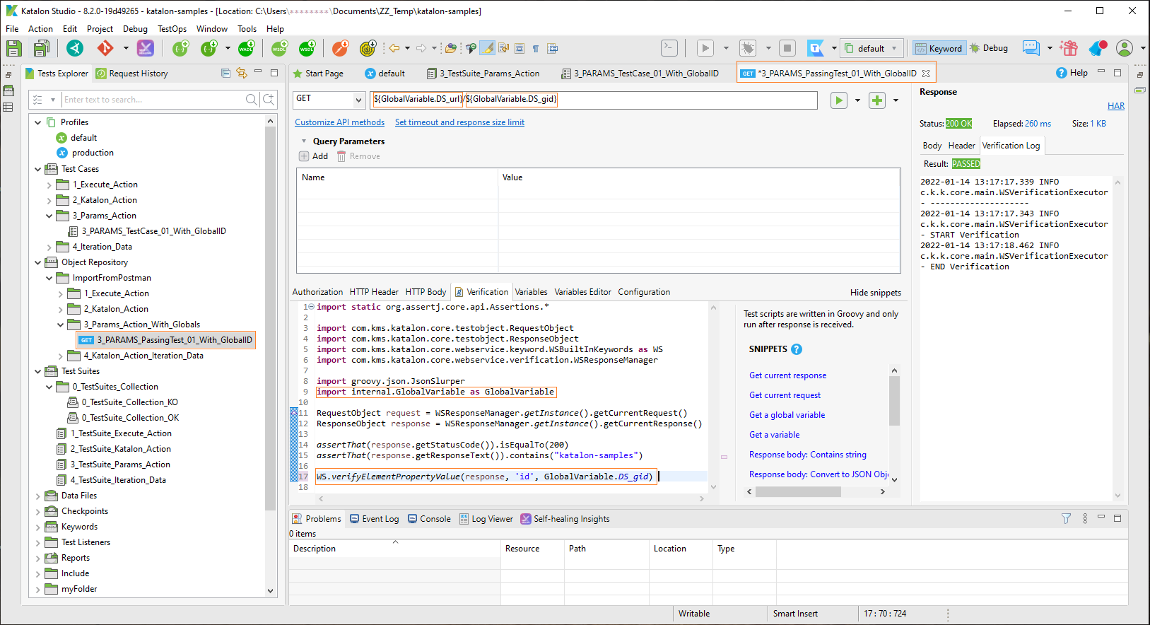 Retrieving parameter value in test case